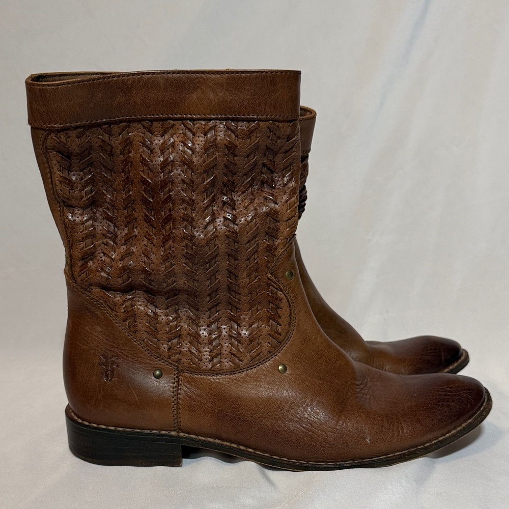 Frye Brown Leather Ankle Boots Size 8 1/2